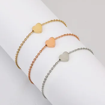 

2020 New Style Creative Mirror Stainless Steel Small Beads Series Love Anklets DIY Simple Fashion Couple Bracelets