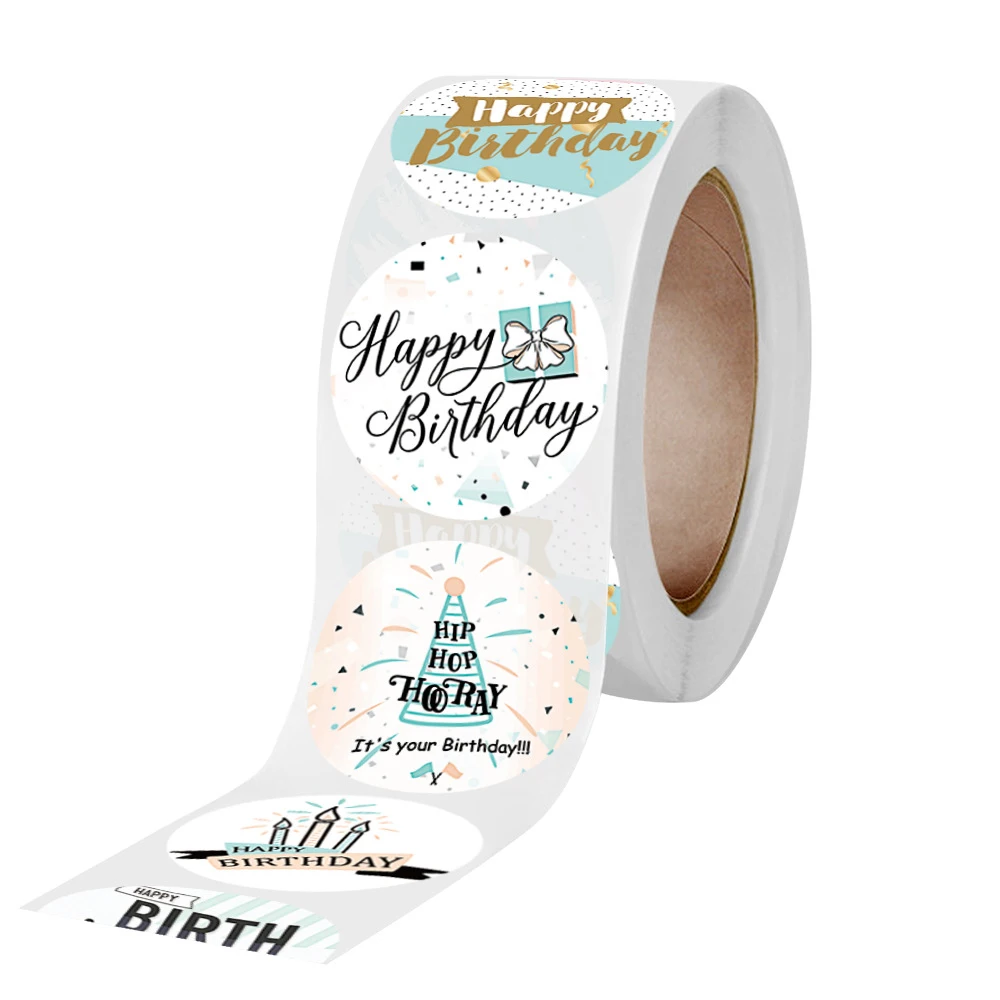 100-500pcs Cute Happy Birthday Stickers 2.5cm/1 Inch Children's Birthday Party Gift Sealing Decorations Greeting Card Labels