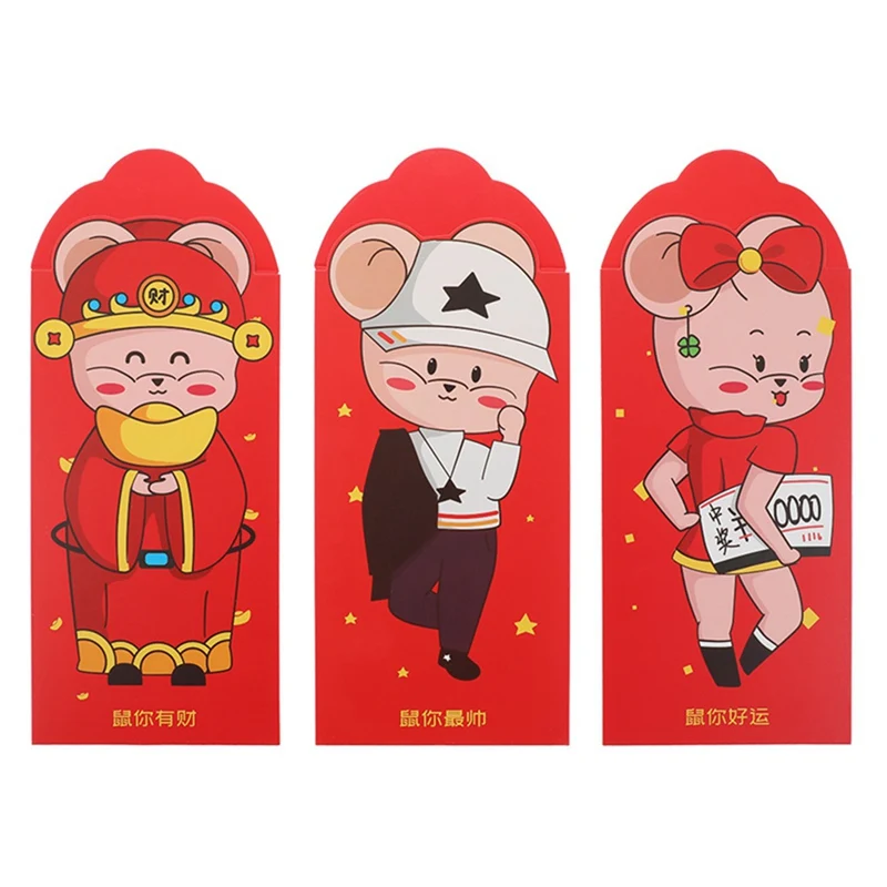 6 шт./упак. Высокое качество Kawaii китайский Фортуна крыса год красный конверт детский год красный карман для студенческого подарок для детей