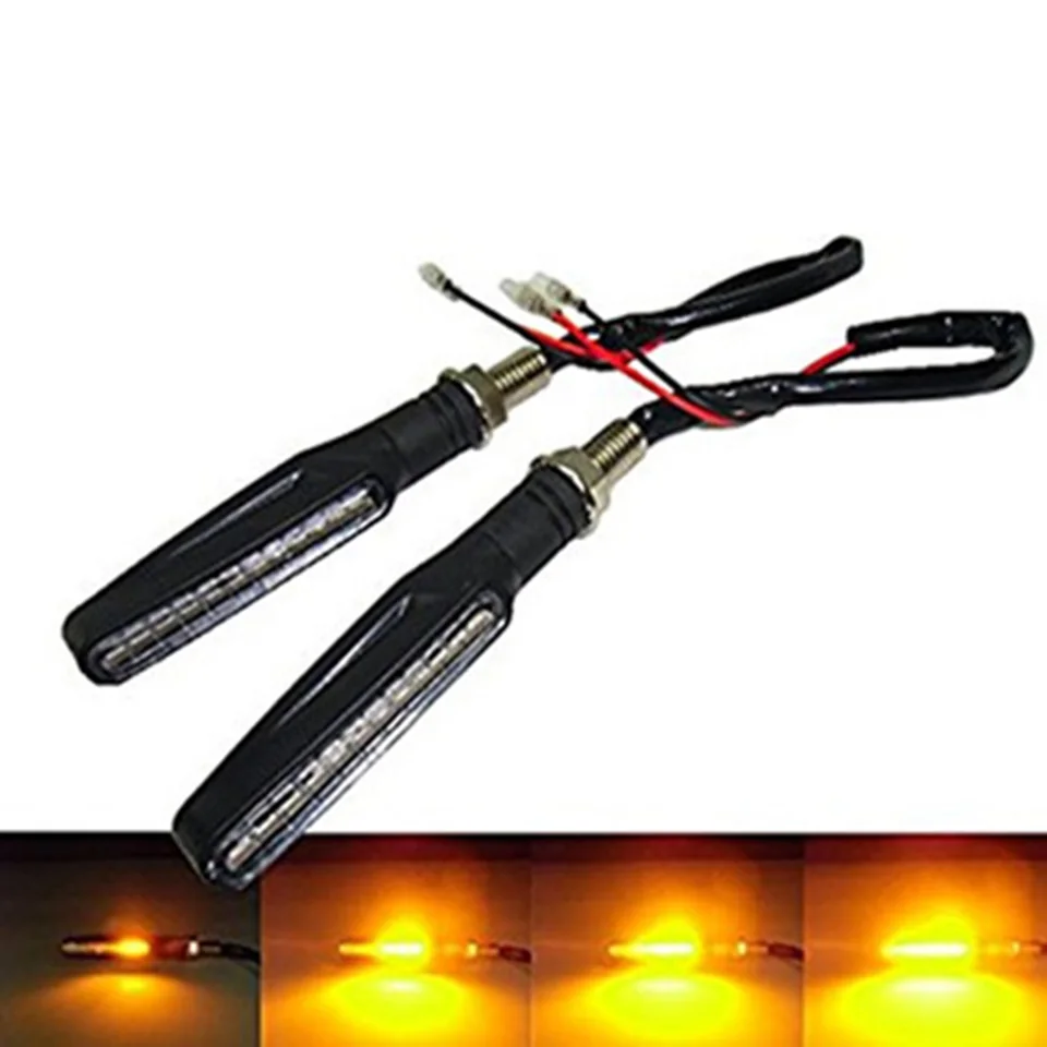 

2pcs Flowing LED Motorcycle Turn Signal Indicators Sequential Blinkers Flashers Flexible Bendable Flicker Amber Light Lamp