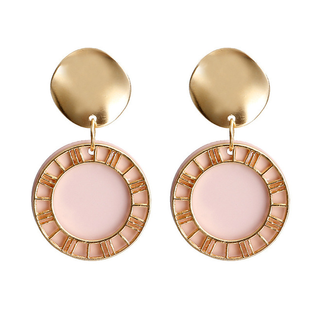 Statement Round Dangle Drop Earrings for Women 2019 Fashion Jewelry Vintage Geometric Round Sequin Hanging Gold Earring