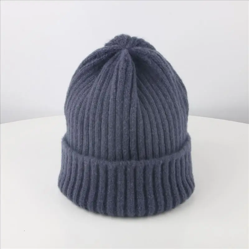 dark blue Г. Детская зимняя вязаная теплая шапка для маленьких детей; милые однотонные шапочки для мальчиков и девочек; модные уличные шапочки - Цвет: dark blue