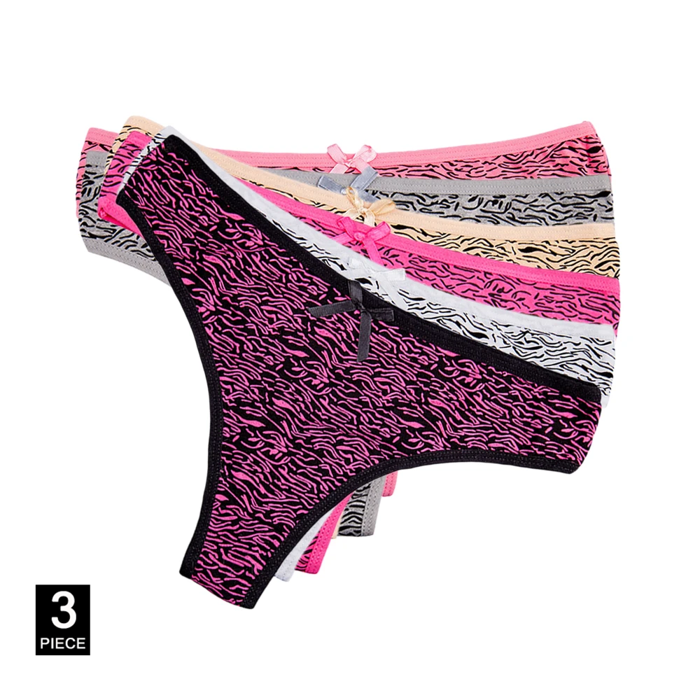 Random color-3 pcs FUNCILAC, женские сексуальные стринги с леопардовым принтом, хлопковые трусики для девочек, женские трусы-танга, нижнее белье, товары, нижнее белье, 3 шт./лот - Цвет: Random color-3 pcs