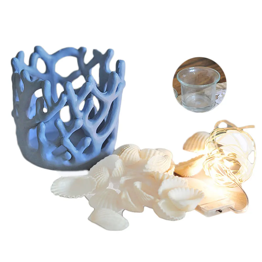 Coral Candlestick Decoration Crafts Light Led Table Lamp for Tea Light Wedding Mixed Colors Candle Holder Decor