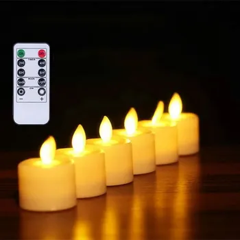 

Pack of 24 remote controlled W/Timer TeaLight LED Votive Household Candle Moving Wick Battery operated Bar Wedding Party-Amber