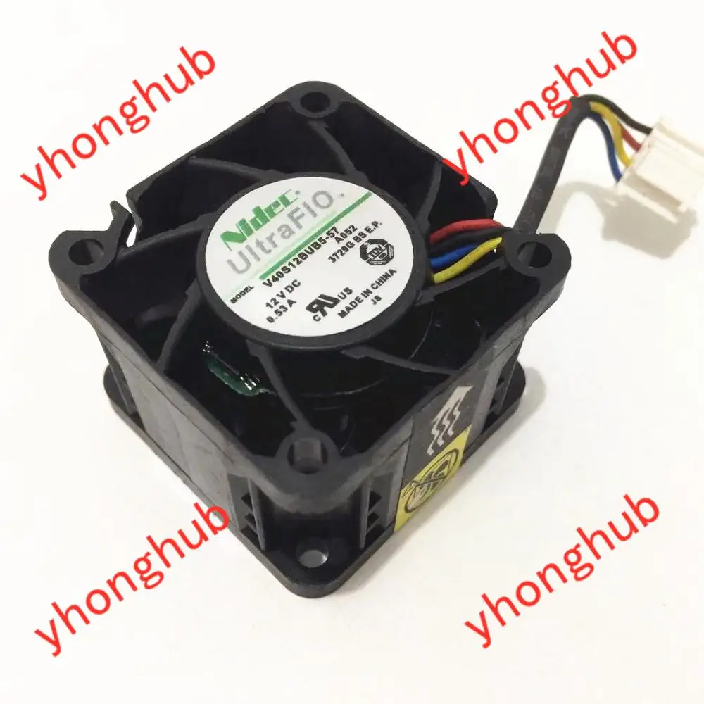 Nidec V40S12BUB5 57 A052 DC 12V 0.53A 40x40x28 мм 4 провод Сервер вентилятор