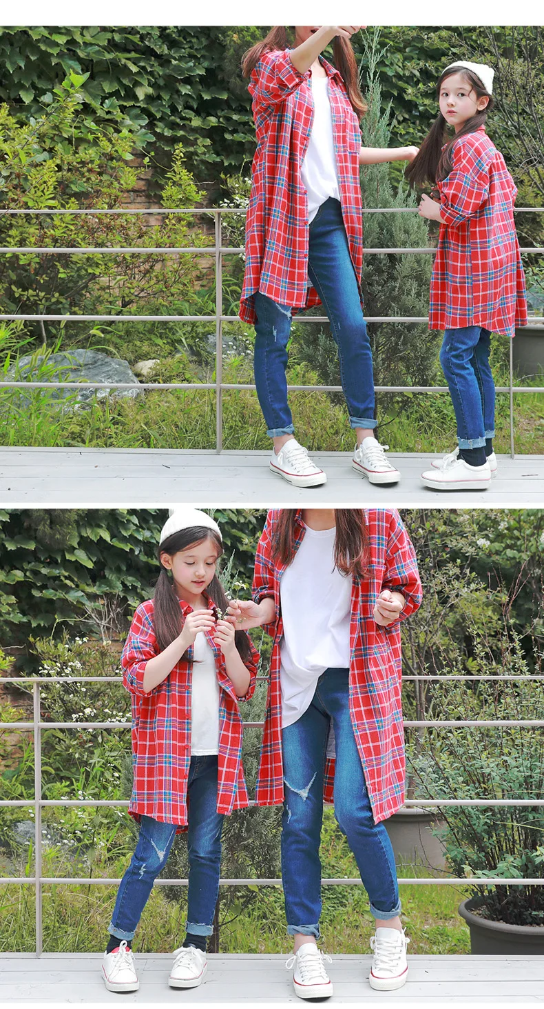 Корейская детская одежда популярная длинная рубашка в клетку разноцветное Свободное пальто для родителей Топ клетчатая рубашка платье одежда для малышей блузка