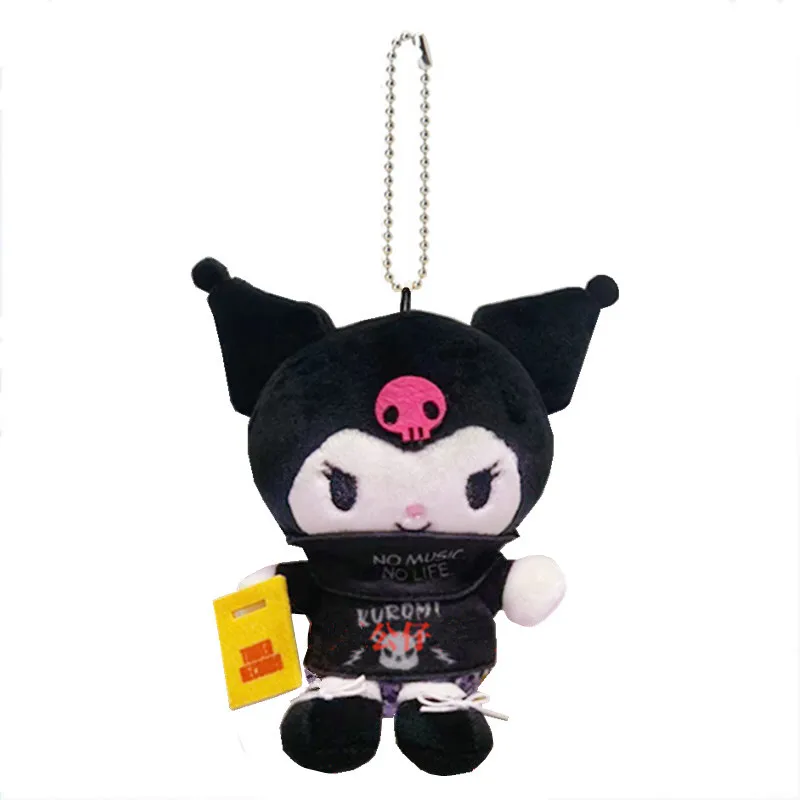 Cool Black Mask Demon Plush Keychain Music Key Chain Keyring Cute Kawaii Anime Keychains for Women Girls Toys Small Gift