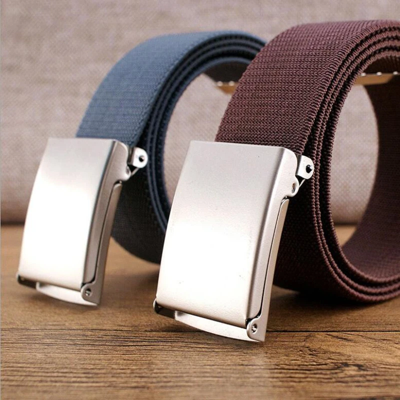 black belt with holes Fashion Men Female Belts Nylon Braided Elastic Belt Top Quality Outdoor Travel Tactical Waist Belt with Metal Buckle Jeans Belt mens black belt