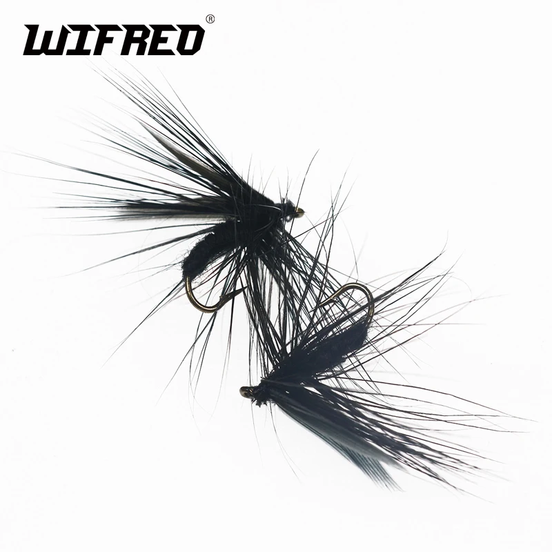 Wifreo 10pcs 12 Black Trout Fly Fishing Mayflies Fly Bait May Fly For