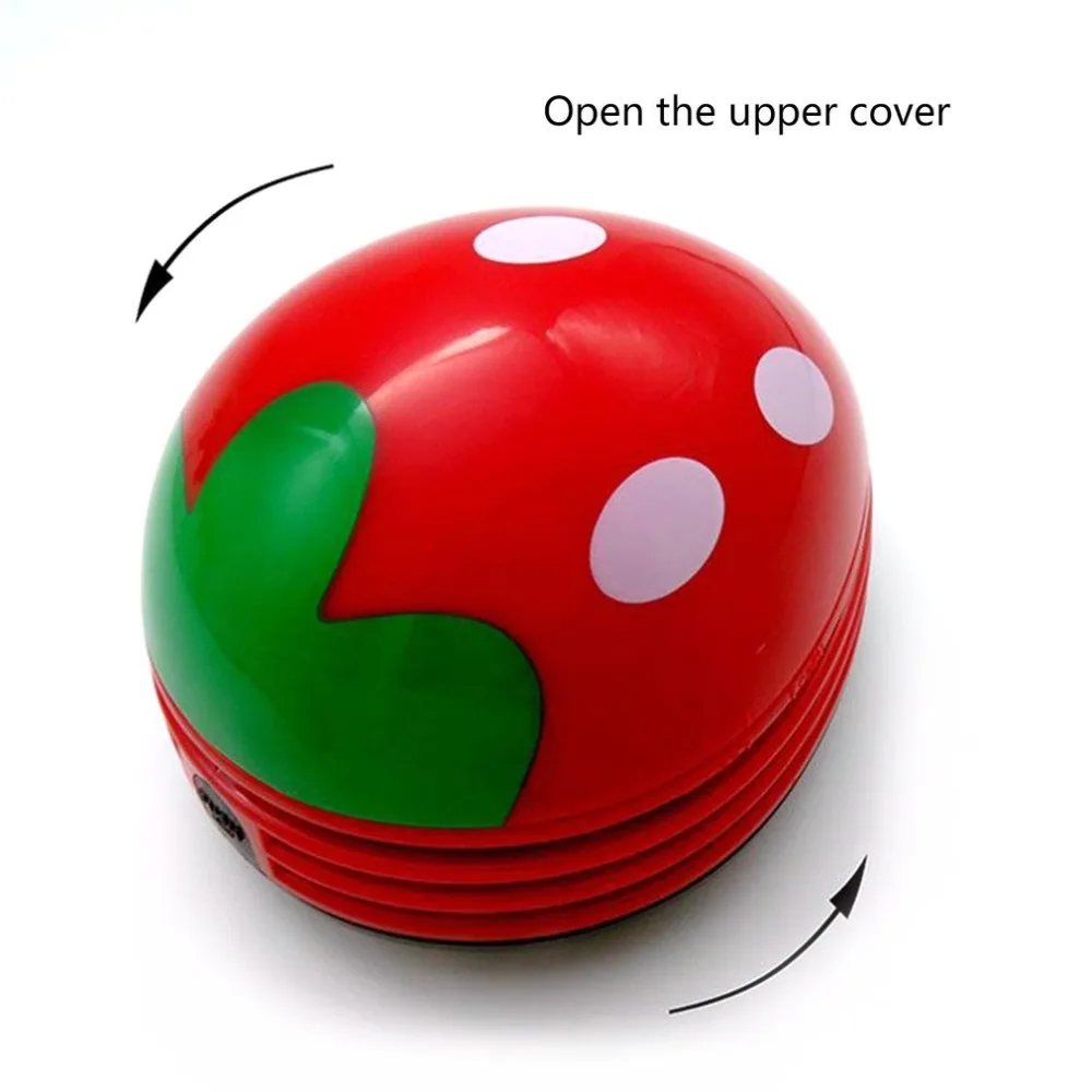 Lovely Strawberry Shape Desktop Keyboard Vacuum Cleaner Mini Dust Collector Crumb Sweeper For Household Office Use