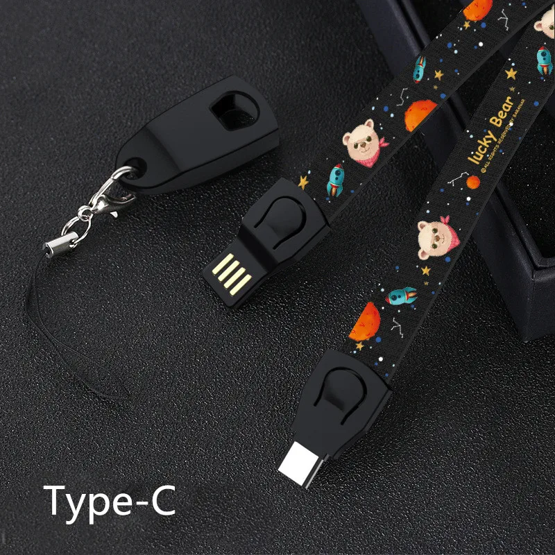 Шнур USB кабель ремешок для передачи данных мульти зарядный кабель Micro USB C 3 в 1 кабель для быстрой зарядки с брелоком