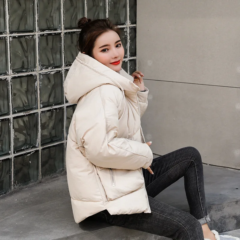 

Short Cotton-padded Clothes Women's 2019 New Style Winter Hooded Thick down Jacket Cotton-padded Clothes INS Korean-style Coat F