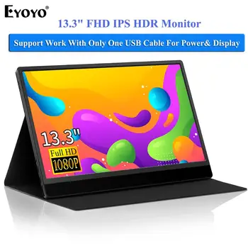 

Eyoyo EM13R 13.3 Inch IPS HDR Portable Gaming Monitor HDMI USB C PC LCD Screen 1080P Display for Phone Xbox Switch PS4 With Case