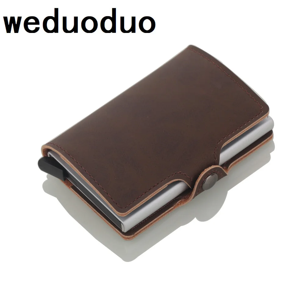 

2020 New Credit Card Holder PU Leather Card Case Women and Men RFID Wallets Hasp Vintage Business ID Holder Single Box