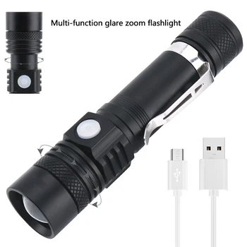 

Multi-function zoom T6 light flashlight USB 18650 rechargeable flashlight aluminum alloy telescopic zoom glare LED flashlight