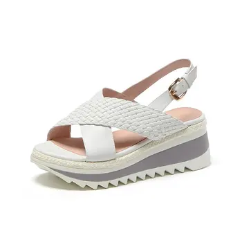 

Summer Platform Sandals for Women Sandals Genuine Leather Open Toe Shoes Hook&loop Sandalias De Verano Para Mujer