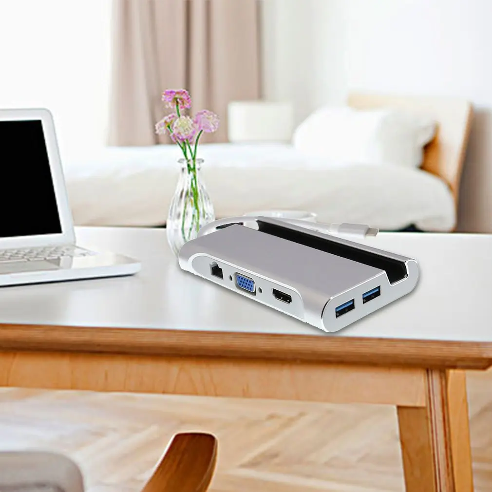 Тип-c для Lan HDMI USB3.0 VGA концентратор адаптер RJ45 тип-c Зарядка для MacBook для samsung для huawei
