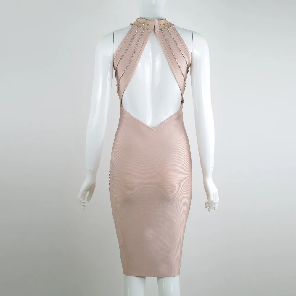 Новинка, женское Бандажное платье, Vestidos, с открытыми плечами, вечерние платья знаменитостей, элегантное, с открытой спиной, с бисером, бодикон, Клубное платье, NB-37