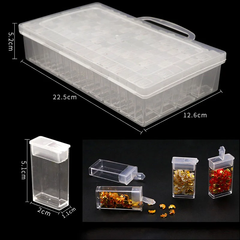 Diamond Painting Storage Box with 64 Grids Portable Bead Storage Container 5d Diamond Embroidery Accessories Tools