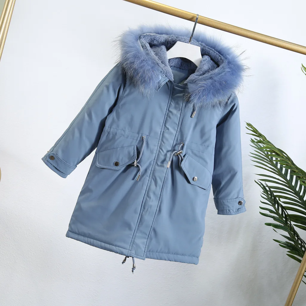 new down jacket girls hooded real fur collar long white duck down jacket tide winter explosion models