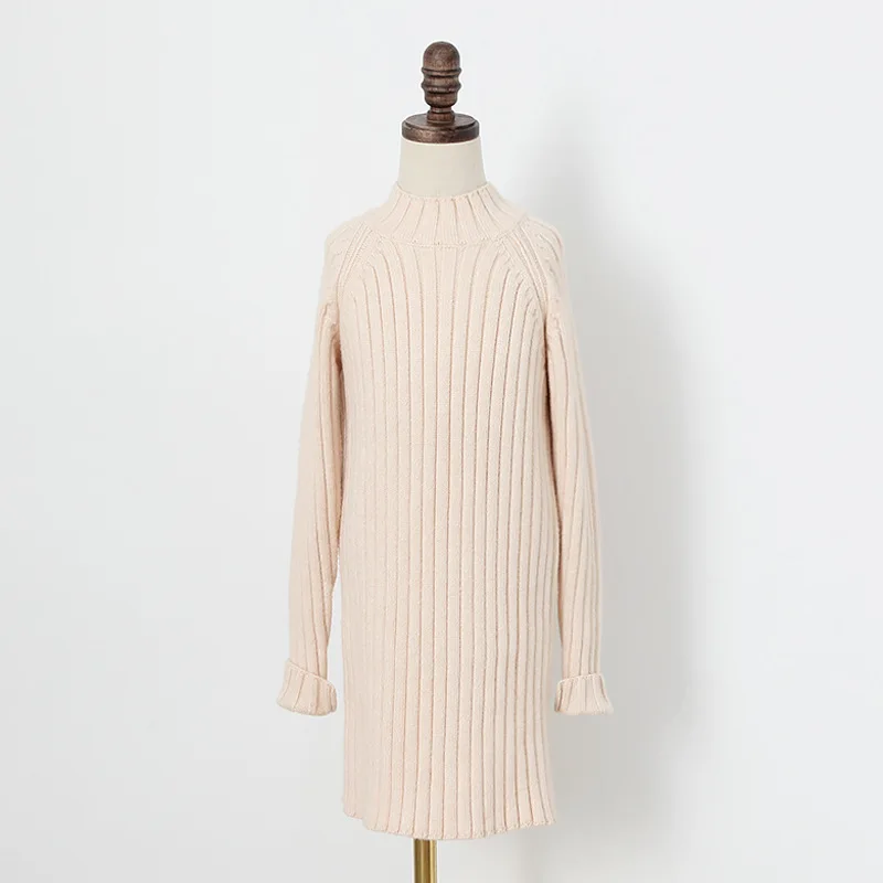 Коллекция года, осенне-зимний пуловер для маленьких девочек длинный свитер для девочек модная Базовая рубашка для родителей и детей платье-свитер с высокой эластичностью#8009 - Color: Apricot