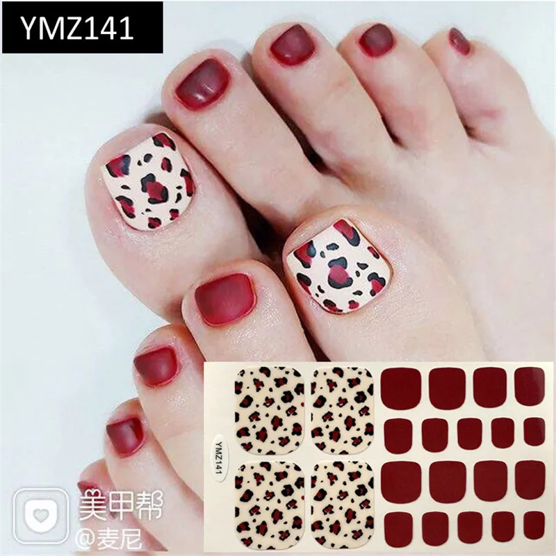 

Newest 22tips/sheet Toe Nail Stickers Fashion Wraps Art Full Cover Adhesive Foil Manicure Decals 2019