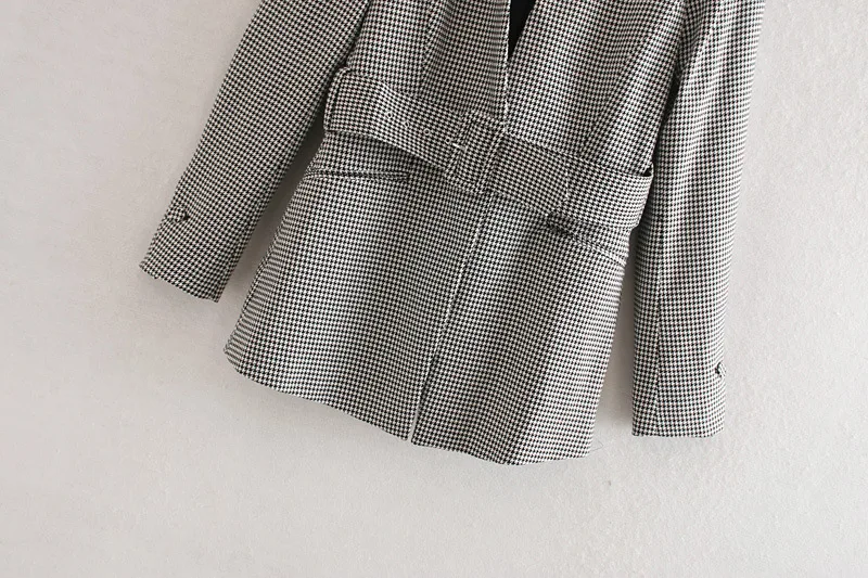 

Europe And America 2019 Autumn New Style Loose-Fit Slimming Versatile Thousands of Birds Waist Hugging Casual Suit Jacket Women'