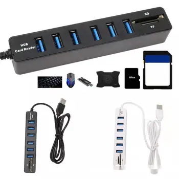 Usb Hub 2.0 Multi Usb 2.0 Hub Usb Splitter High Speed 3 /6 Ports 2.0 Hab Tf Sd Card Reader All In One For Pc Computer Accessorie usb hub 3 ports usb data transmission hub station ms m2 sd mmc tf card reader