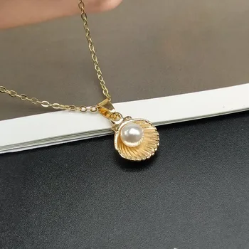 Trendy Summer Shell Imitation Pearl Pendant Necklace For Women Fashion Collar Neck Jewelry Wholesale Dropshipping 2