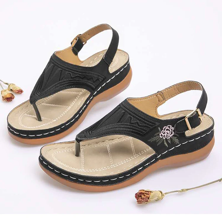 Women Sandals 2021 New Embroidery Summer Shoes Woman Wedges Shoes For Heels Sandalias Mujer Flip Flops Platform Women Slippers