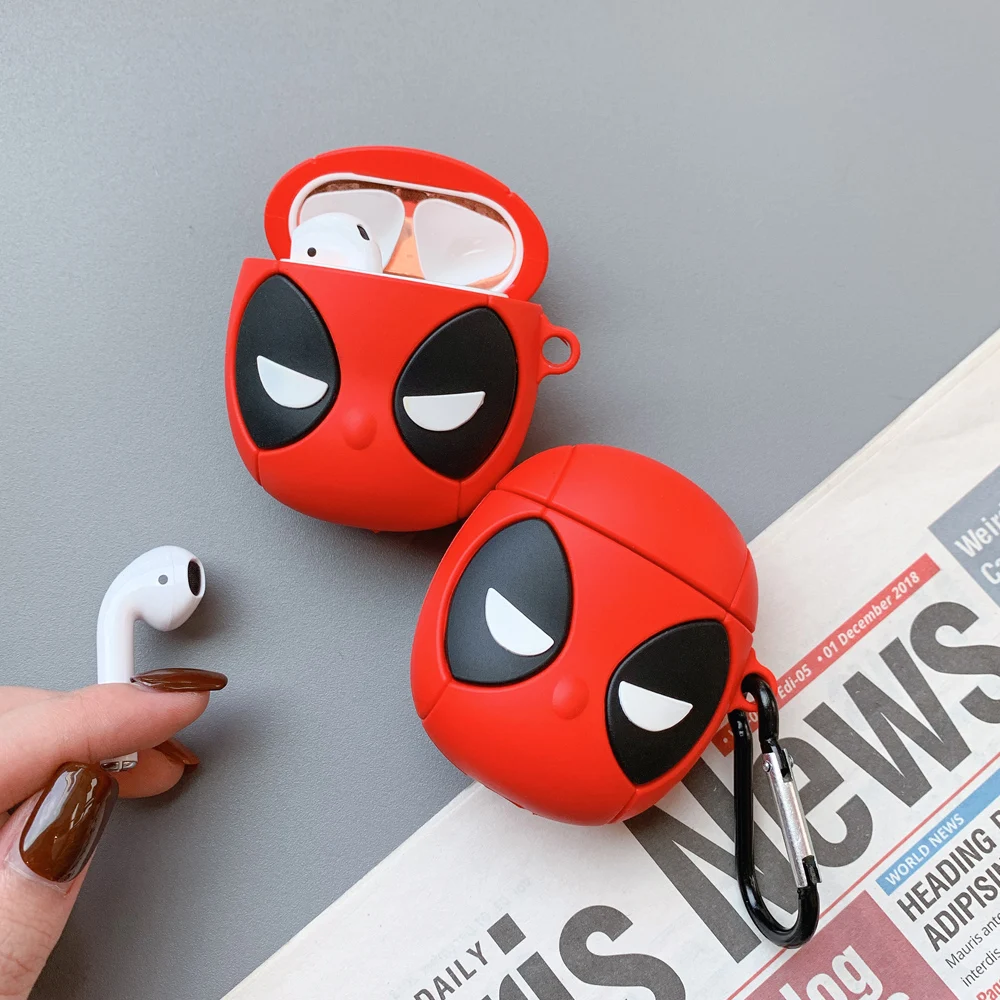 3D мультяшный милый чехол Marvel Deadpool для Airpods 1/2, силиконовые защитные наушники, аксессуары для Apple Airpods 1/2