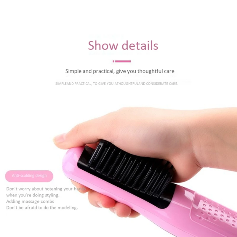  Ceramic Electric Straight Comb Wireless Heat Resistant Hairdressing Comb Portable Anion Straight Ha