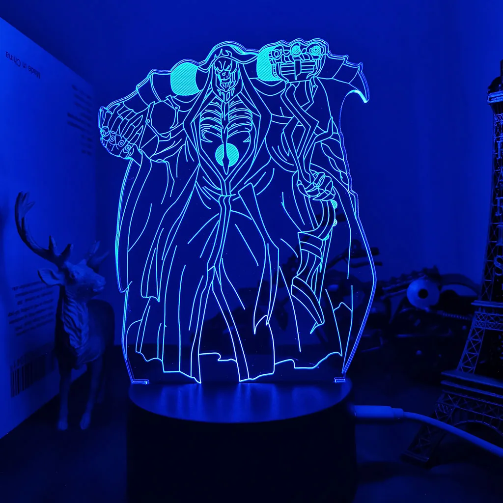 Anime Overlord Ainz Ooal Gown Led Night Light for Kids Bedroom Decor Nightlight Birthday Gift Manga Overlord Led Lamp Bedside star wars night light