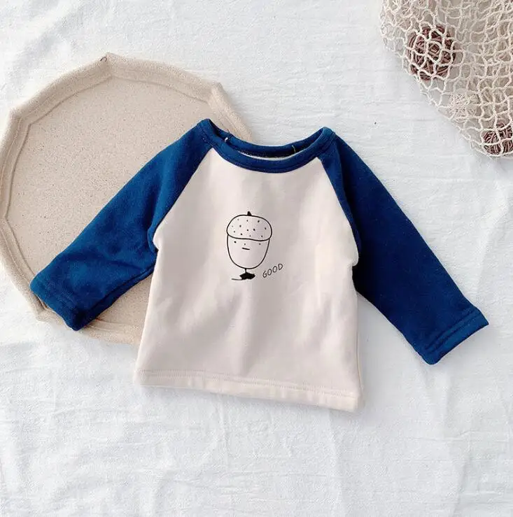 new girls boys thicken t-shirt autumn winter full sleeve cotton fashion kids top 0-5t