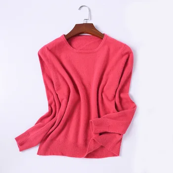 

2019 New Autumn Winter Cashmere Sweater Women Tops Autumn Winter Round neck Pullovers Female Long Sleeve Solid Color