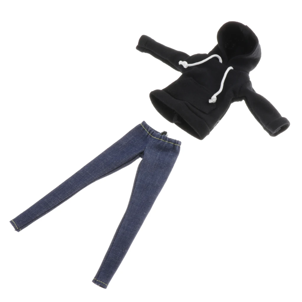 1/6 Fashion Girl Dolls Clothes Accessories, Hoodie And Jeans Pants Set for BJD Blythe Dolls Party Favor Dress Up Costumes