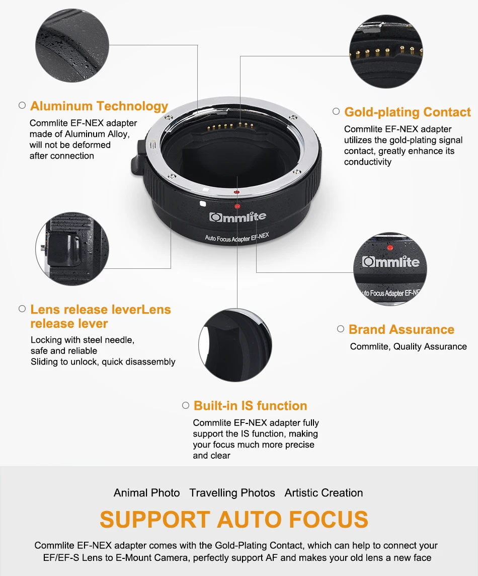 COMMLITE CM-EF-NEX B Автофокус Крепление объектива адаптер для Canon EF объектив для использования для sony NEX Крепление камеры