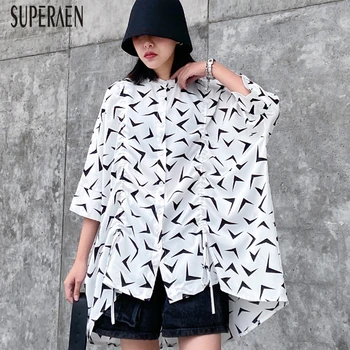 

SuperAen Europe Chiffon Shirt Female 2020 Summer Fashion Casual Ladies Blouses and Tops Print Wild Women Clothing