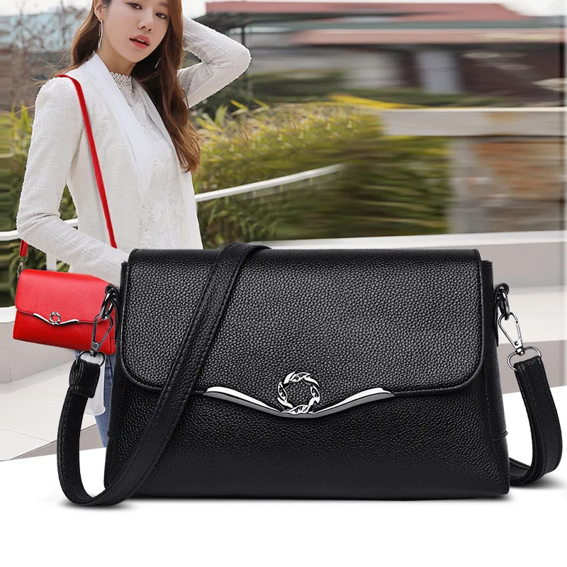 

New Style WOMEN'S Bag Fashion Embossed Leather Shoulder Oblique Square Sling Bag Simple Versatile Backpack