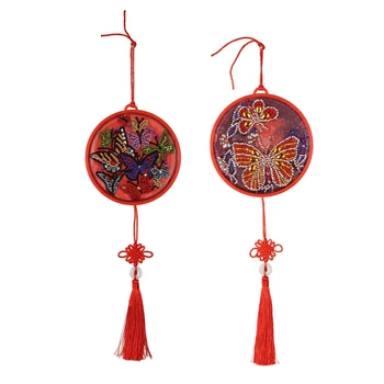 

2 Set DIY Butterfly Diamond Painting Light DIY Embroidery Light Special Drill LED Light Round Beads with Pendant Hanging Light