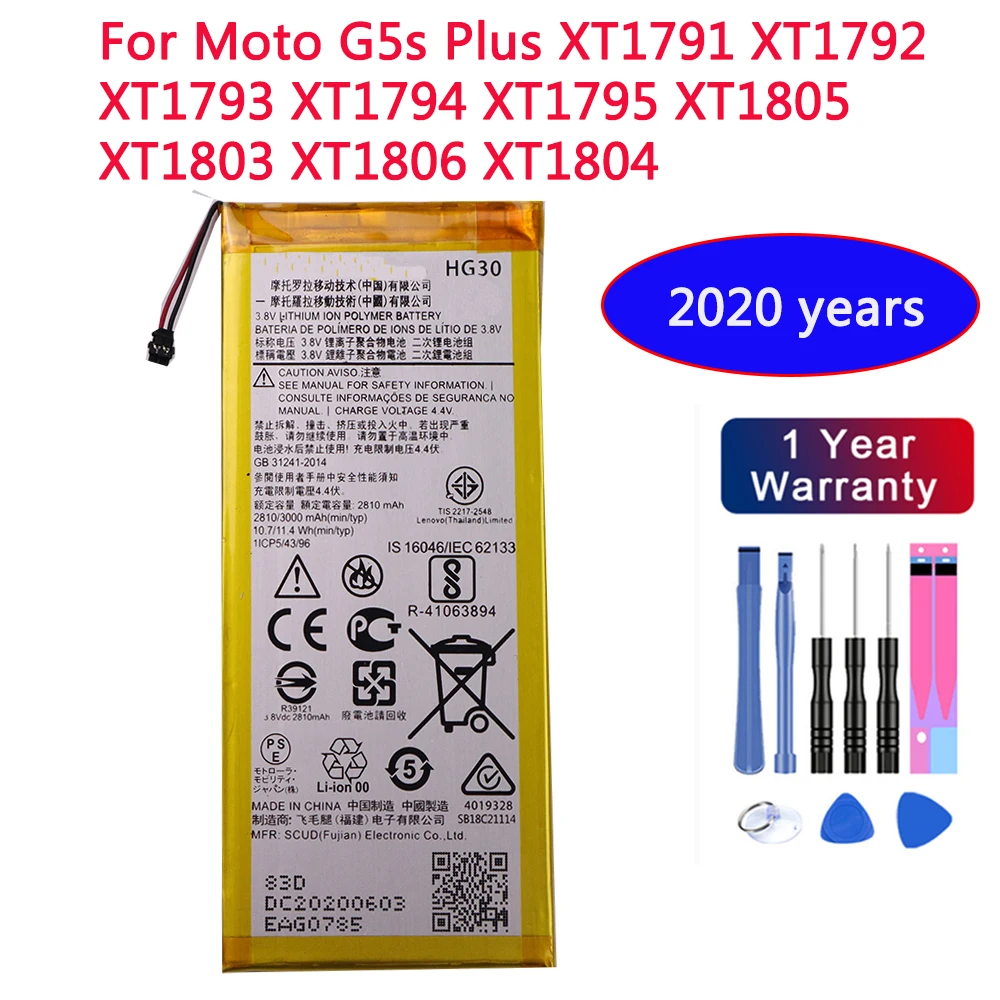 Original Battery 3000mah HG30 for Motorola Moto G5s Plus XT1791 XT1792 XT1793 XT1794 XT1795 XT1805 XT1803 XT1806 XT1804 XT1802 | Мобильные