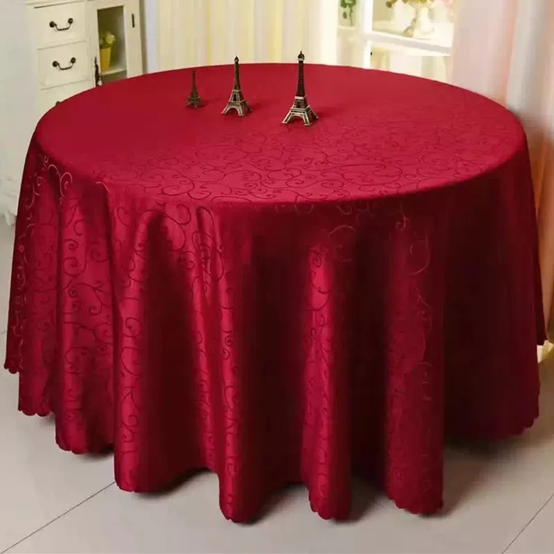 WedFavor 10 шт. полиэстер круглый жаккард скатерти Дамаск обеденный стол покрывала свадебные скатерти Банкетный отель украшения - Цвет: Burgundy