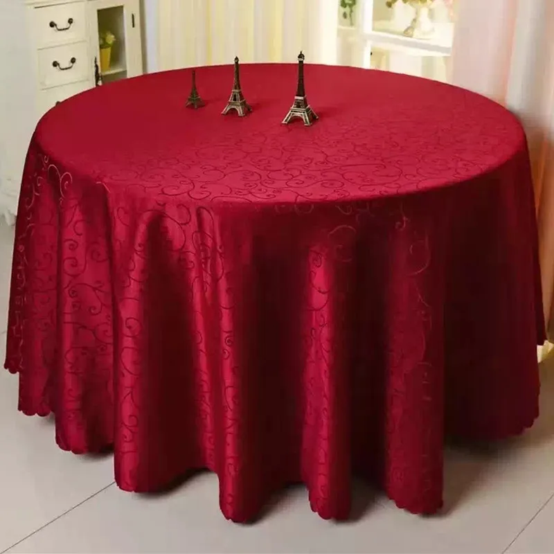 Burgundy WedFavor 10 шт. полиэстер круглый жаккард скатерти Дамаск обеденный стол покрывала свадебные скатерти Банкетный отель украшения - Цвет: Burgundy