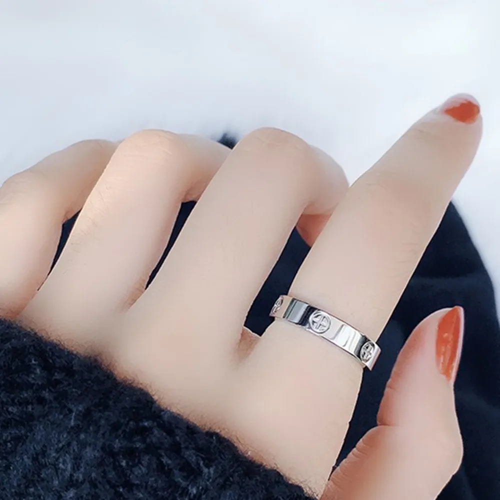 Cross Screw Rings For Women Accessories Stainless Steel Men Jewelry Couple Engagement Gold Luxury Crystal Love Wedding Ring - Image 6