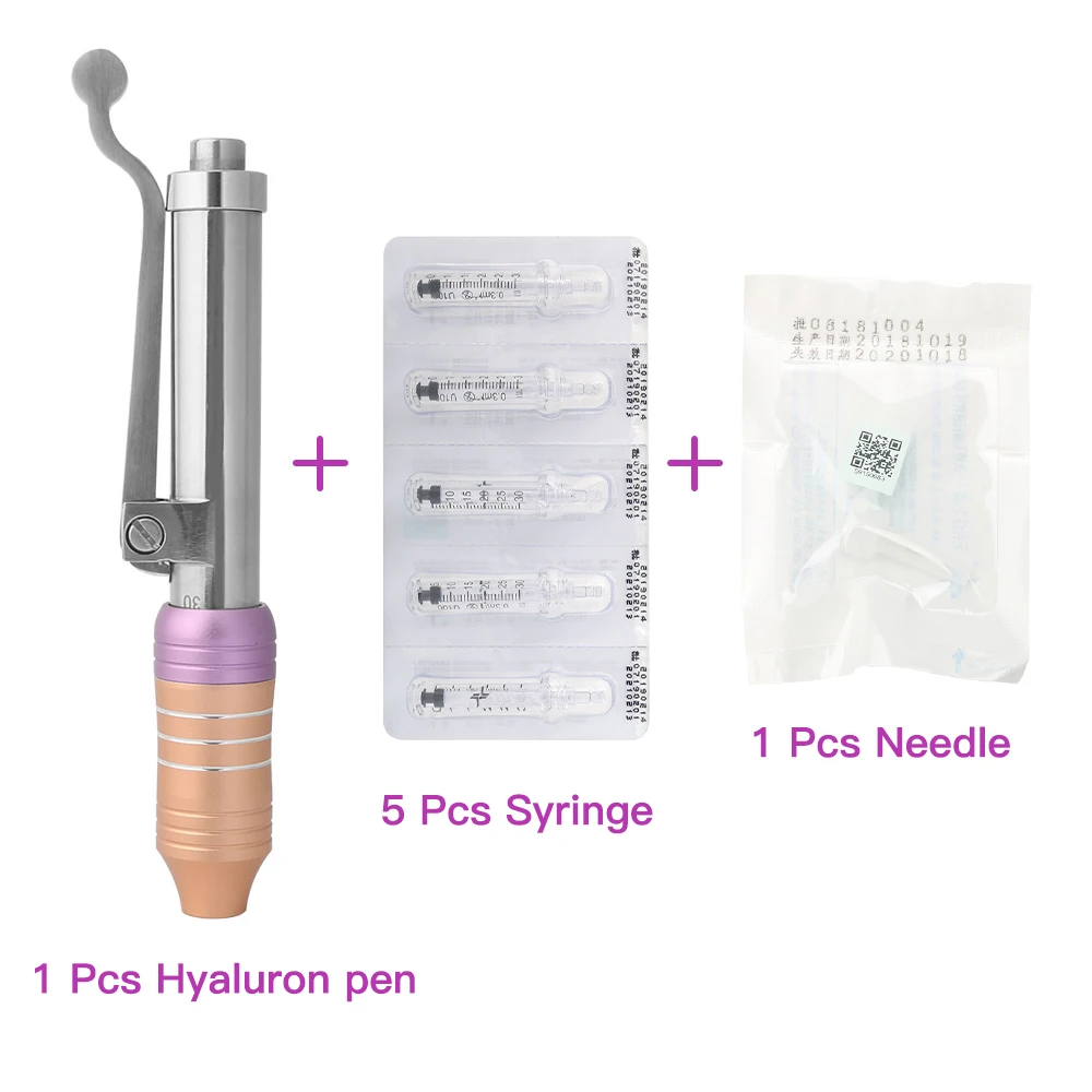 Purple with gift box Гиалуроновая инъекционная ручка для массажа красоты Распылитель ручка набор высокого давления кислотные пистолеты против морщин водный шприц инъекционная игла - Цвет: Purple with gift box