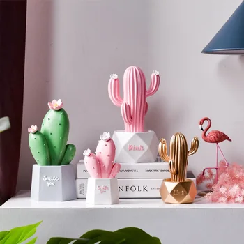 

Nordic simulation cactus Creative gift home furnishings Pink girl heart gift Interior room home decoration accessories modern
