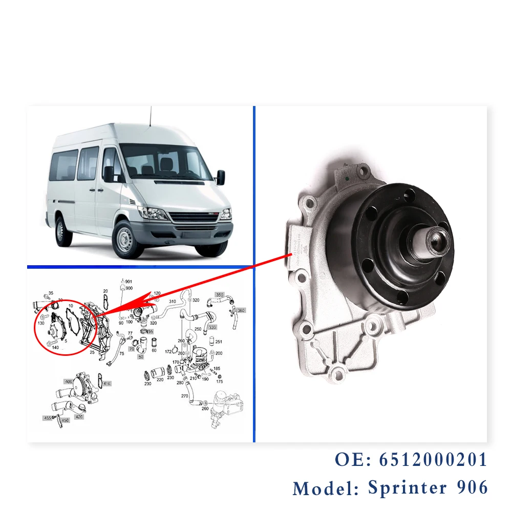 Вспомогательный водяной насос для Sprinter 906 Oe 6512000201 6512002301 | Автомобили и мотоциклы