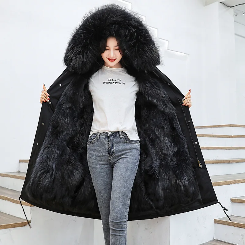 

Pai overcome female winter new style fox fur liner detachable hooded casual fashion jacket