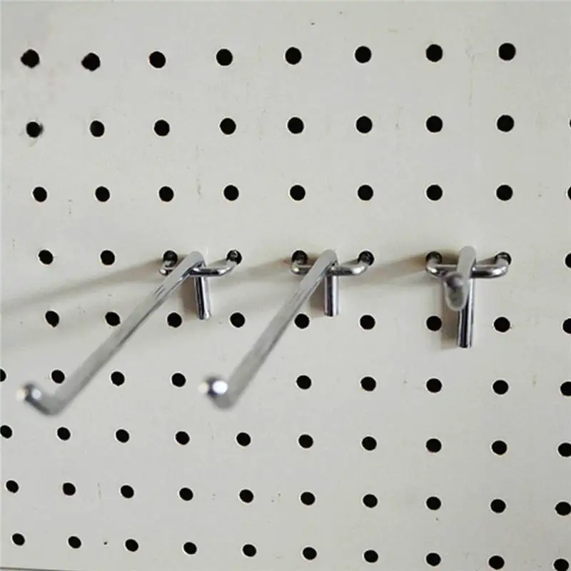 25 шт. 100 мм Pegboard Крючки планки настенные Розничные витрины магазин Peg подходит 19 мм дома er хромированный металл 1~ 1,5 кг загрузки